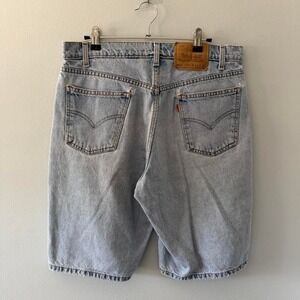 Levi's 550 light wash denim orange tab shorts jorts 34 waist